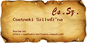 Csetneki Szilvána névjegykártya